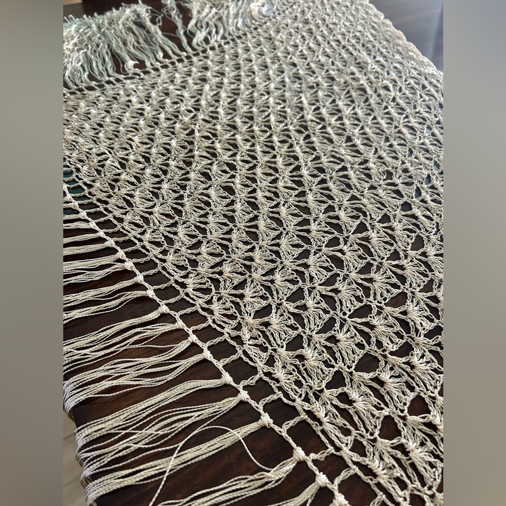 Large Crochet Shawl in cream. - Picture 6 of 6